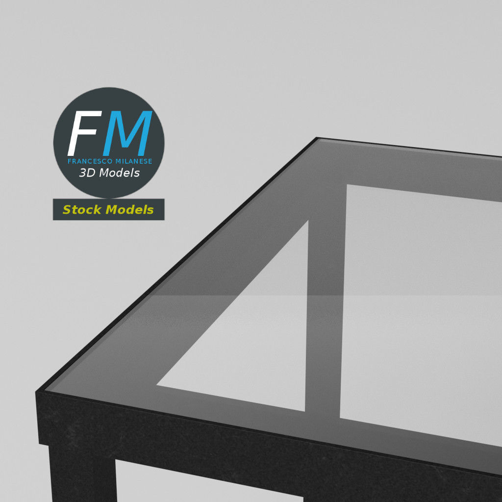 Glass top desk 3D model_5