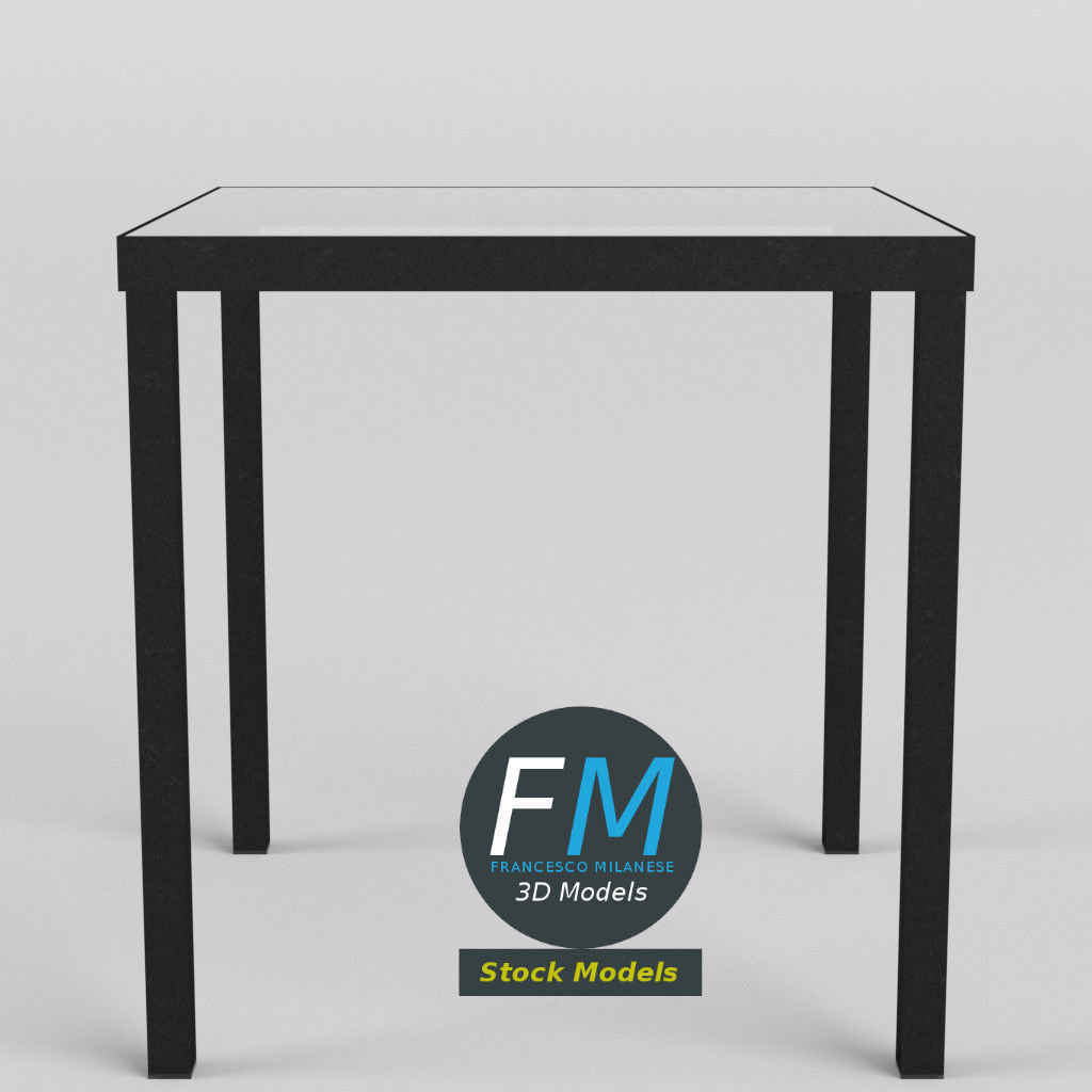 Glass top desk 3D model_4