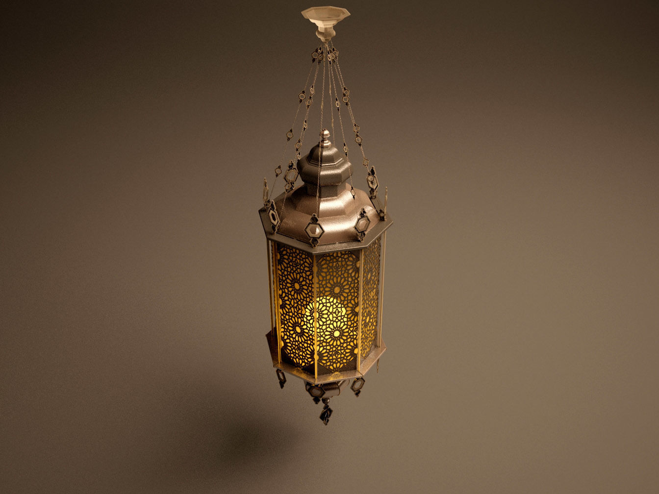 antique lantern Islamic lighting lamp  3D model_2