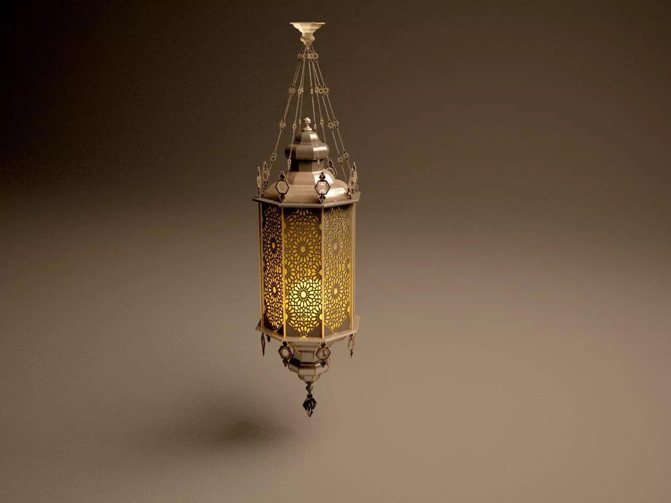 antique lantern Islamic lighting lamp  3D model_0