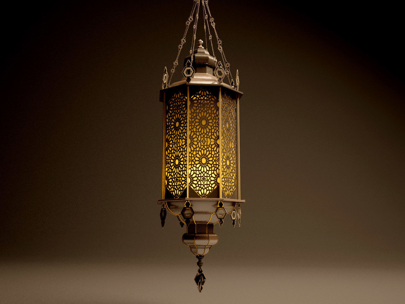 antique lantern Islamic lighting lamp  3D model_1
