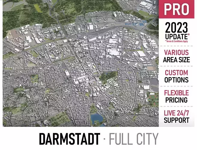 Darmstadt  Low-poly 3D model