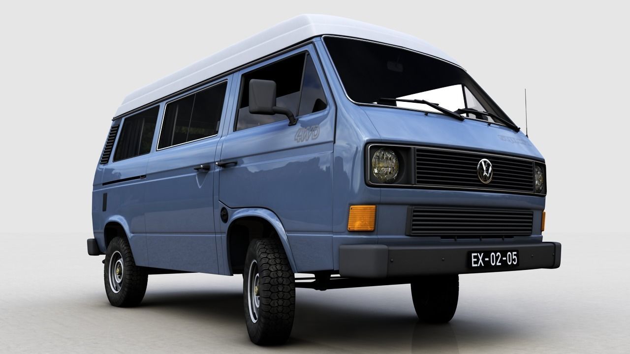 VOLKSWAGEN T3 TRANSPORTER SYNCRO 4X4 1986 3D model_13