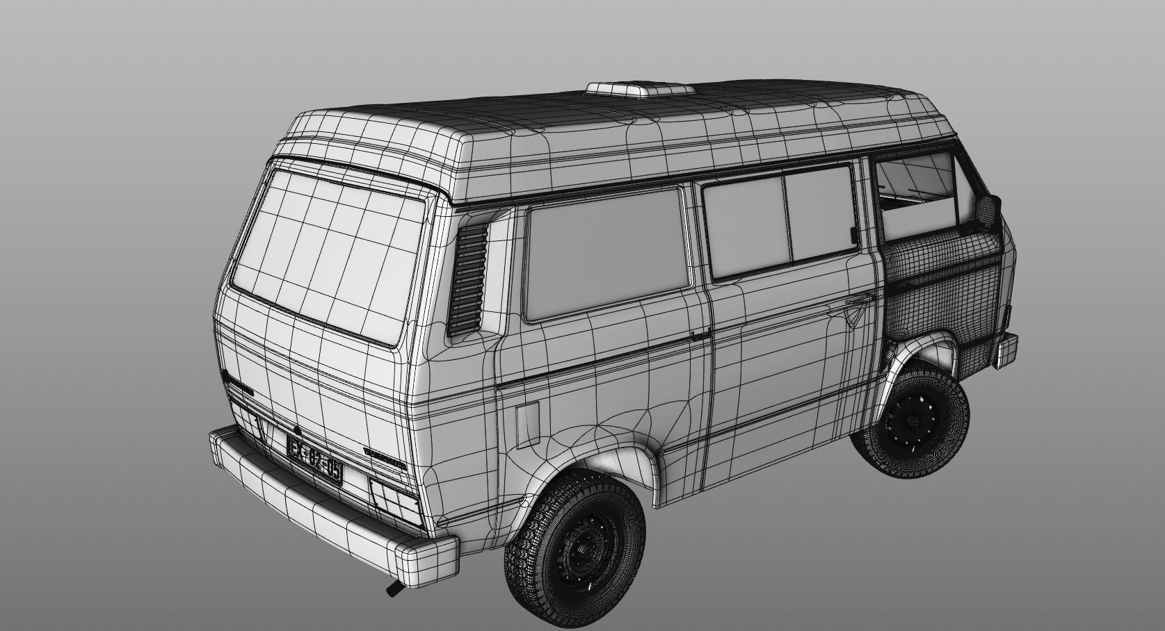VOLKSWAGEN T3 TRANSPORTER SYNCRO 4X4 1986 3D model_19