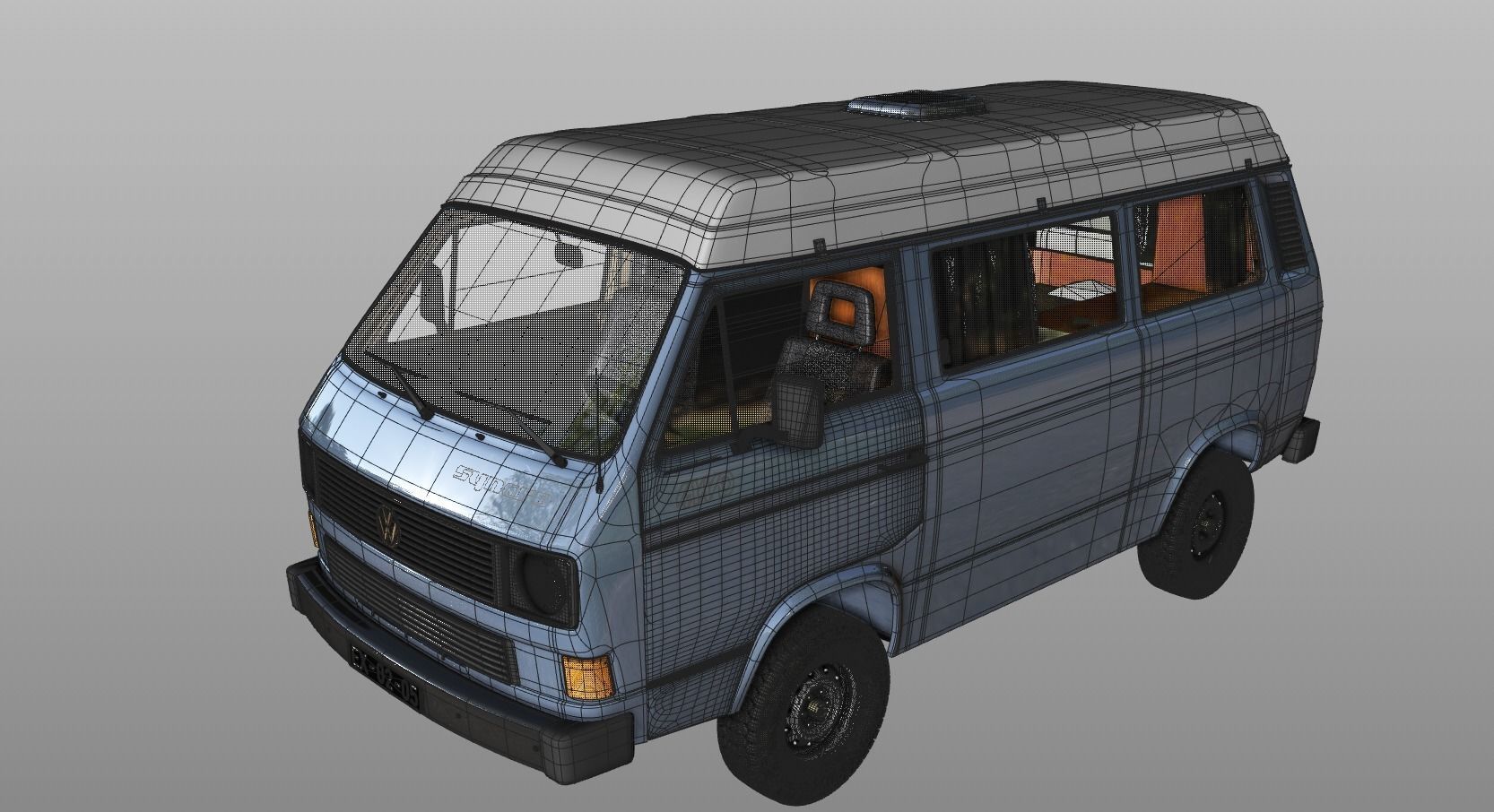 VOLKSWAGEN T3 TRANSPORTER SYNCRO 4X4 1986 3D model_17