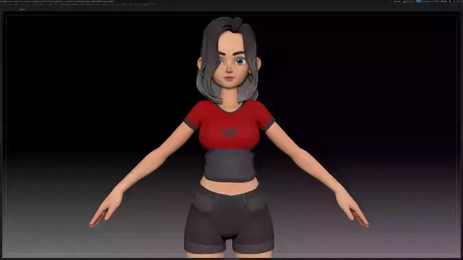 ZBrush Stylized Character Girl Base Mesh - Amy Girl Style 1