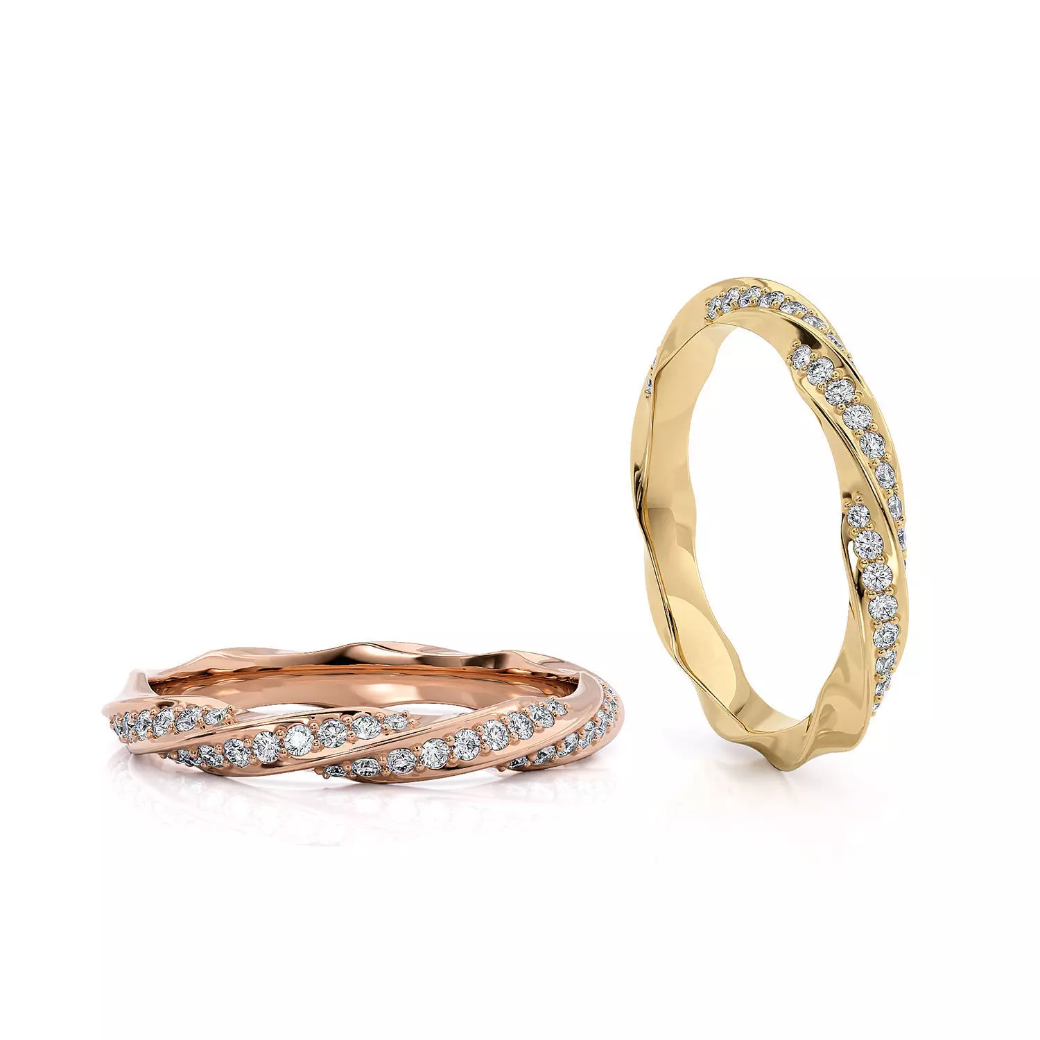 Band ring spiralle with stones 3D print model_0