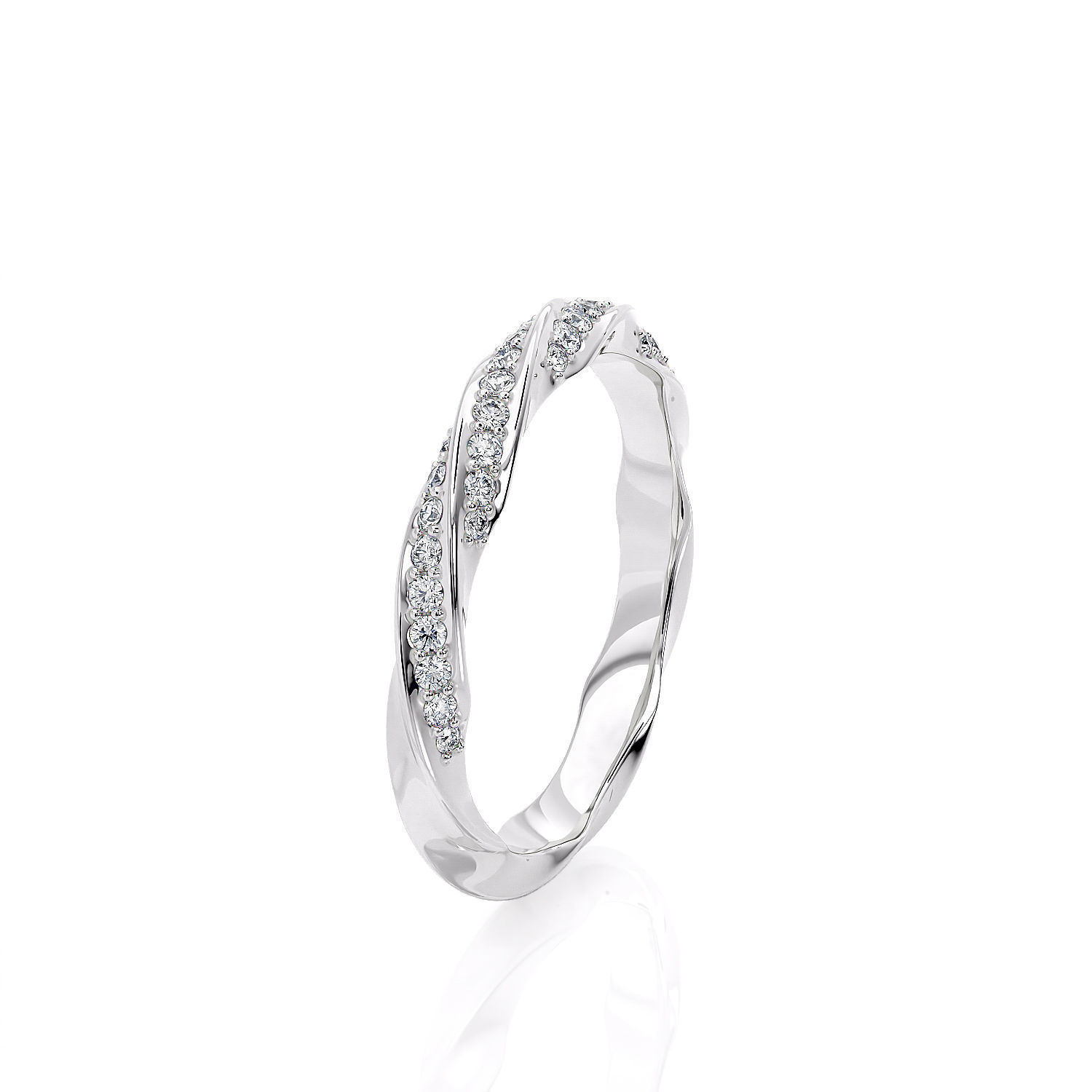 Band ring spiralle with stones 3D print model_11