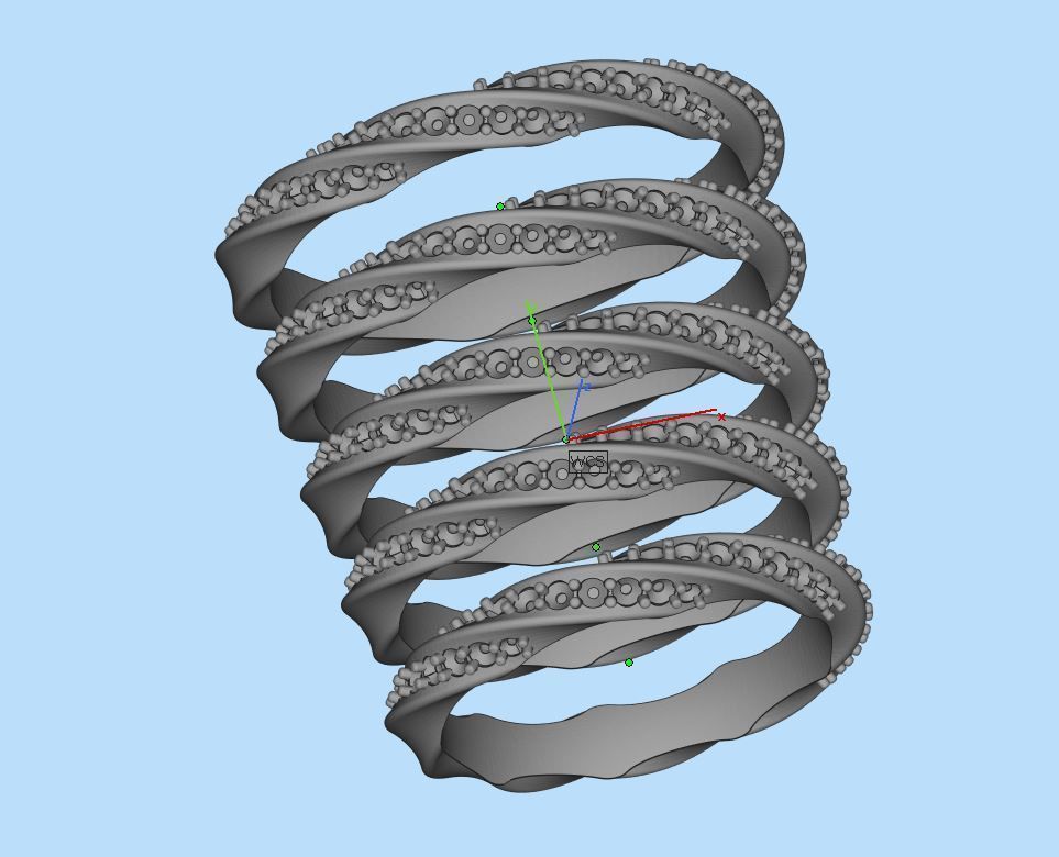 Band ring spiralle with stones 3D print model_6