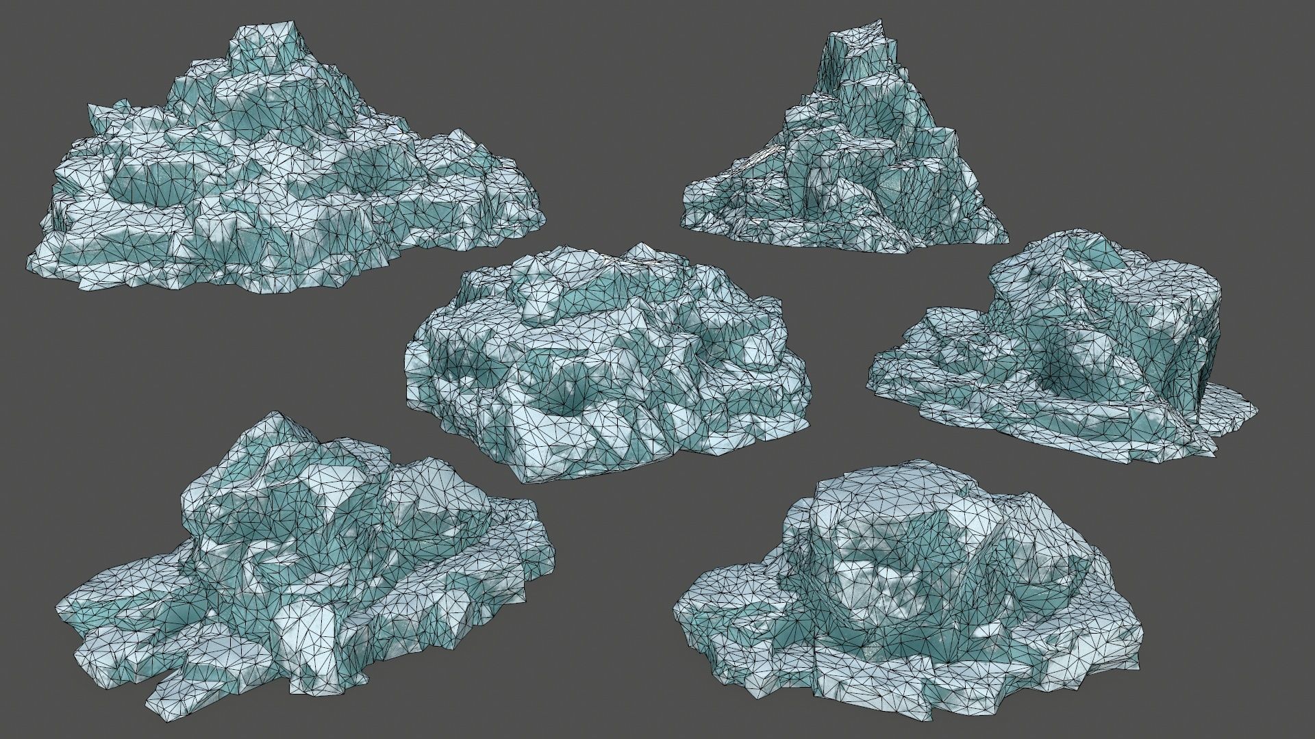 ice set 3 iceberg Low-poly 3D model_35
