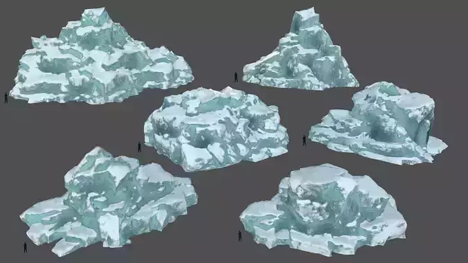 ice set 3 iceberg Low-poly 3D model
