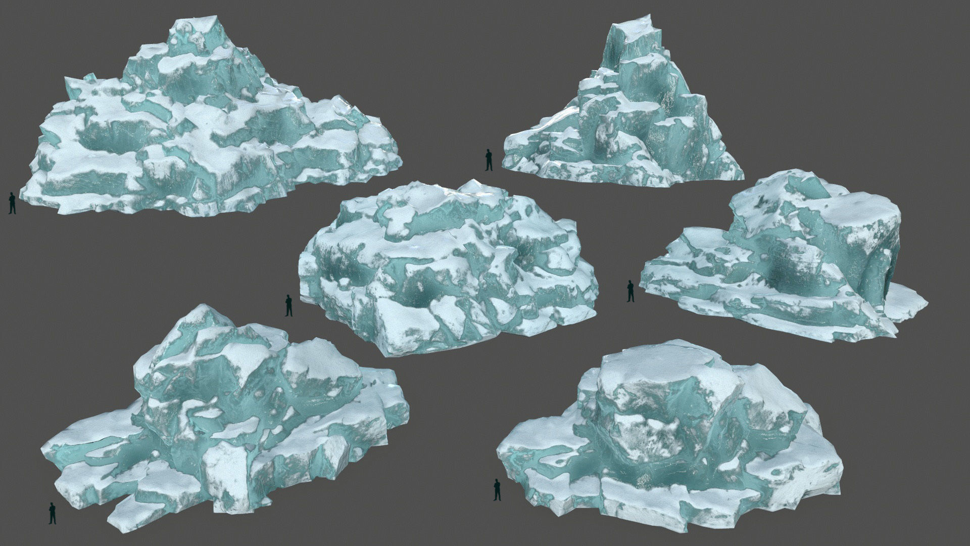 ice set 3 iceberg Low-poly 3D model_2
