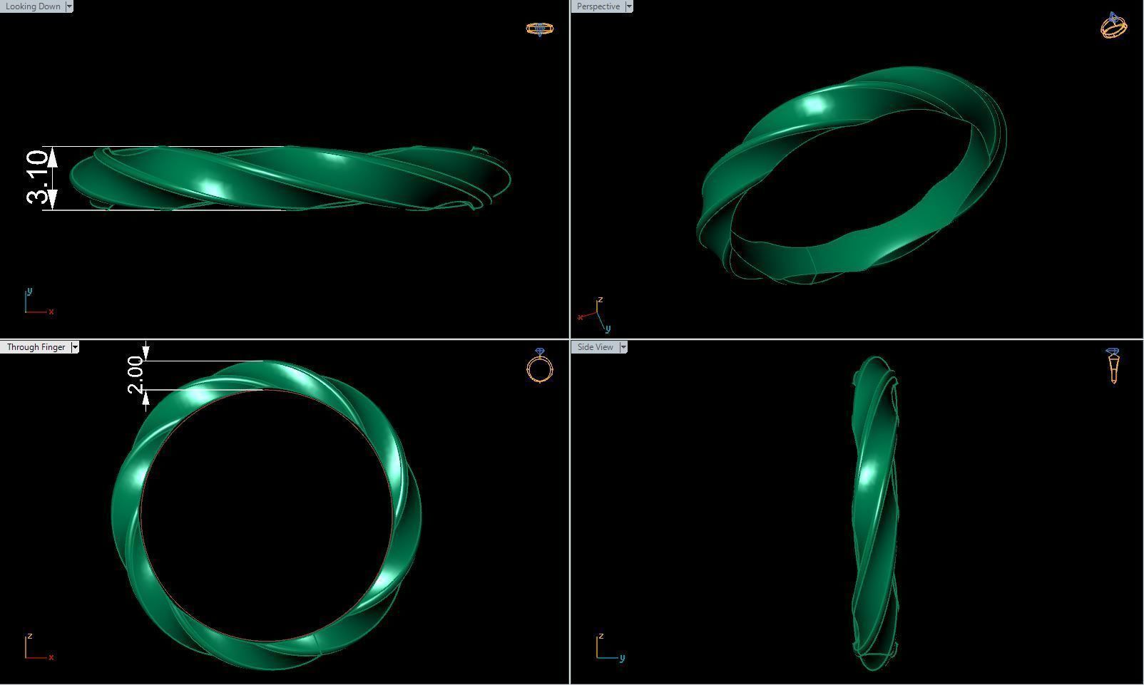 Band ring spiralle 3D print model_1