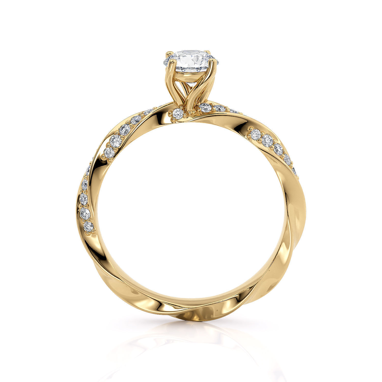 Engagement ring spiralle 05 centr with site stone 3D print model_15