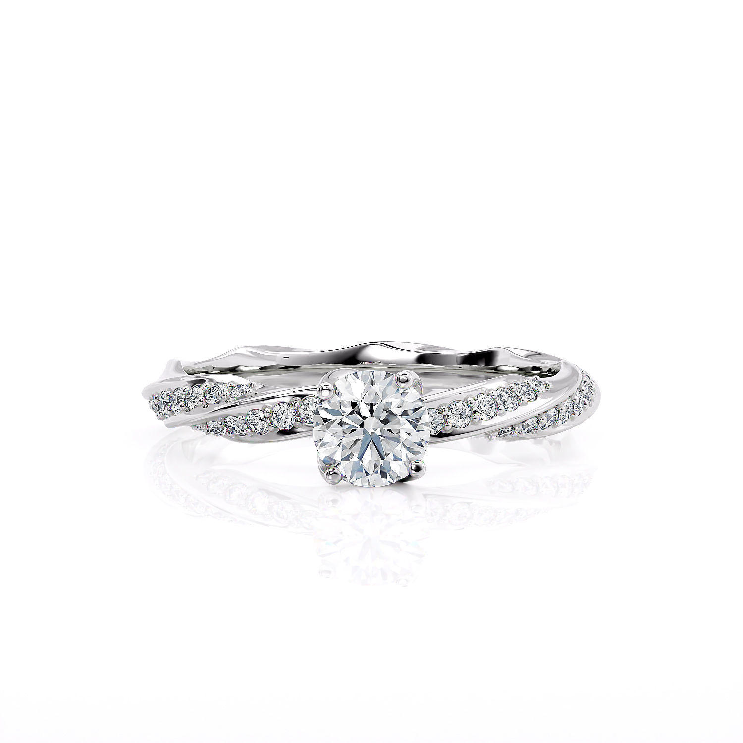 Engagement ring spiralle 05 centr with site stone 3D print model_8