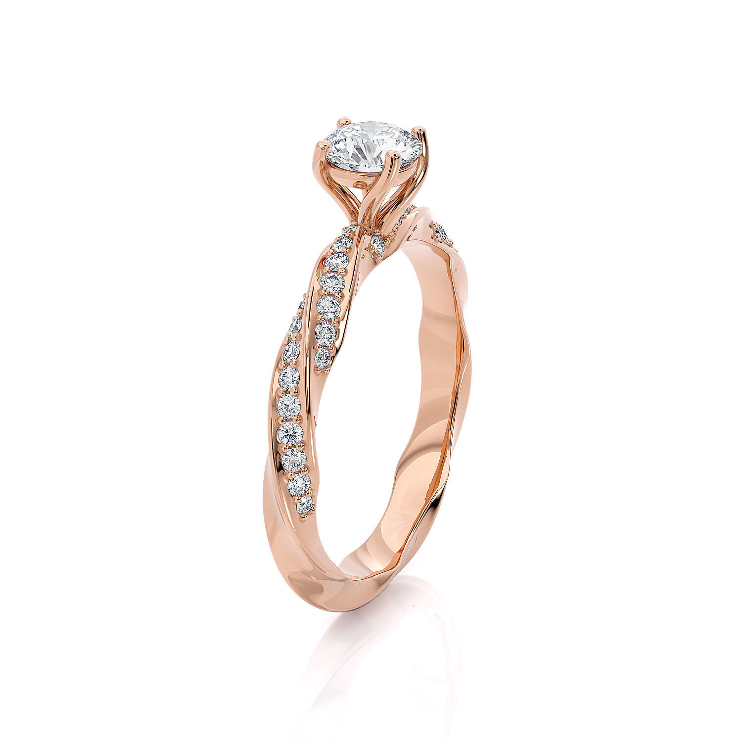 Engagement ring spiralle 05 centr with site stone 3D print model_10