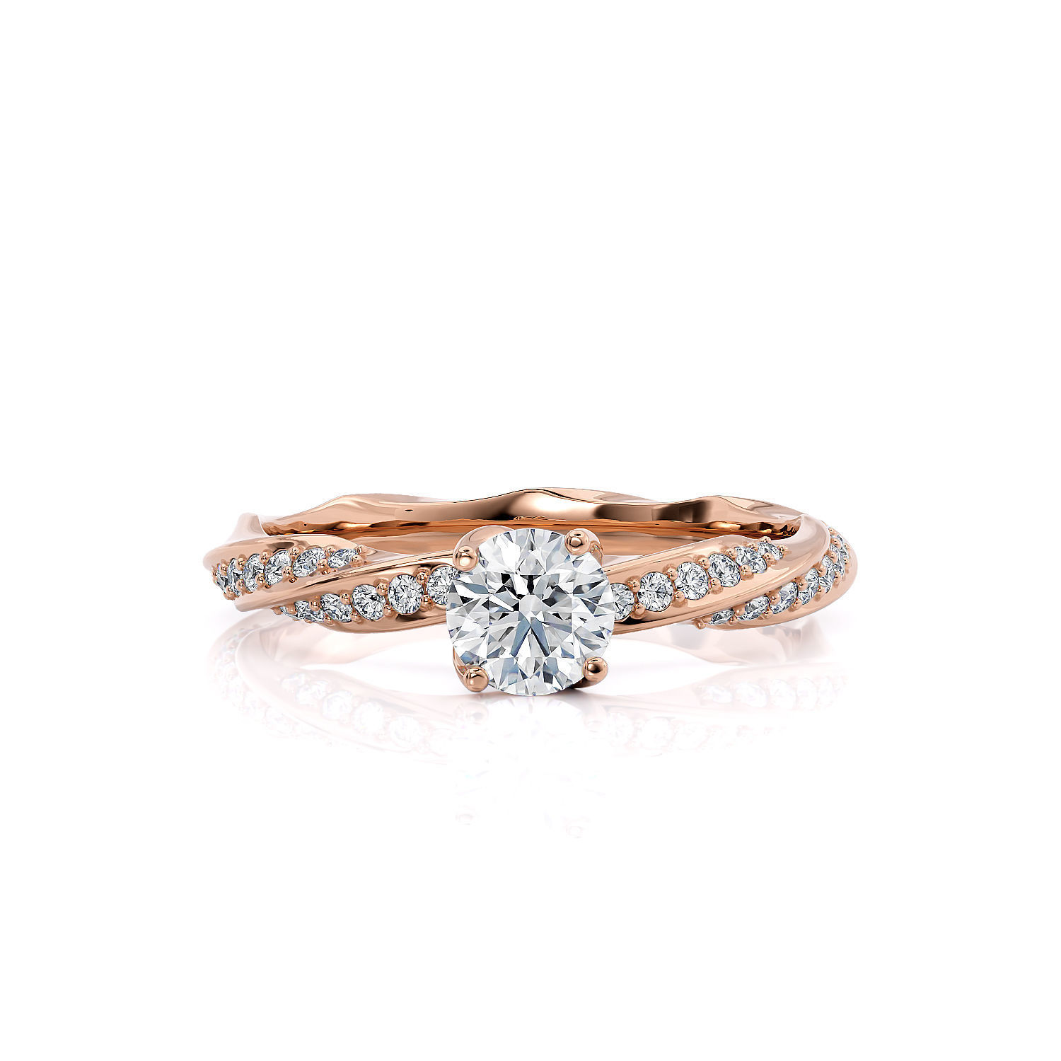 Engagement ring spiralle 05 centr with site stone 3D print model_7