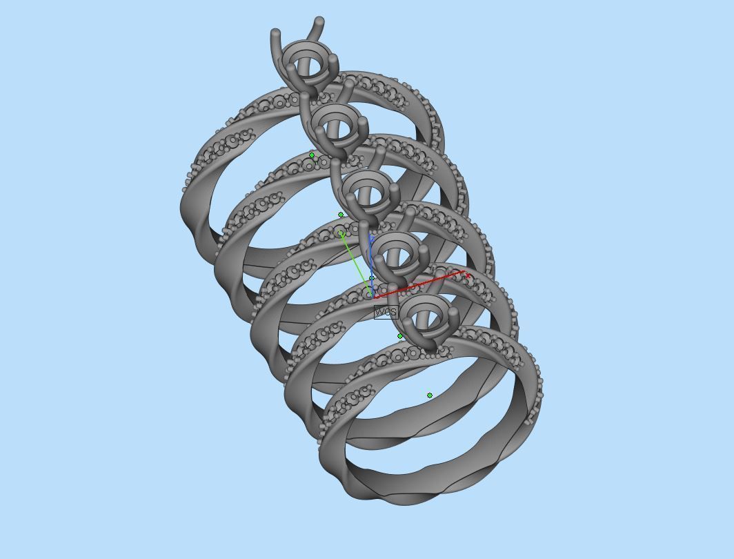 Engagement ring spiralle 05 centr with site stone 3D print model_6
