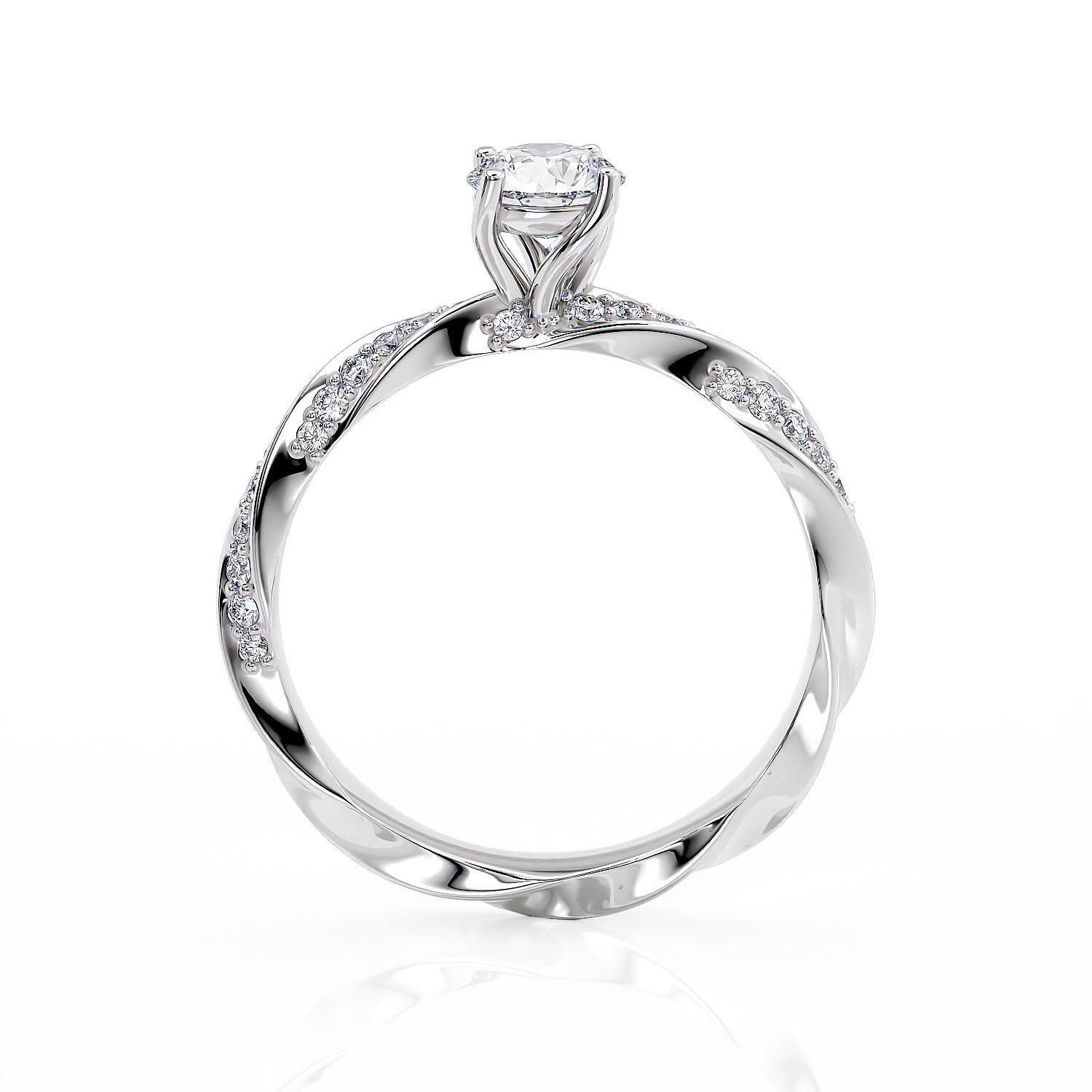 Engagement ring spiralle 05 centr with site stone 3D print model_14