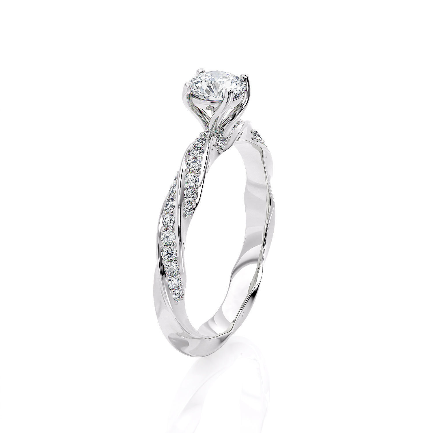 Engagement ring spiralle 05 centr with site stone 3D print model_11
