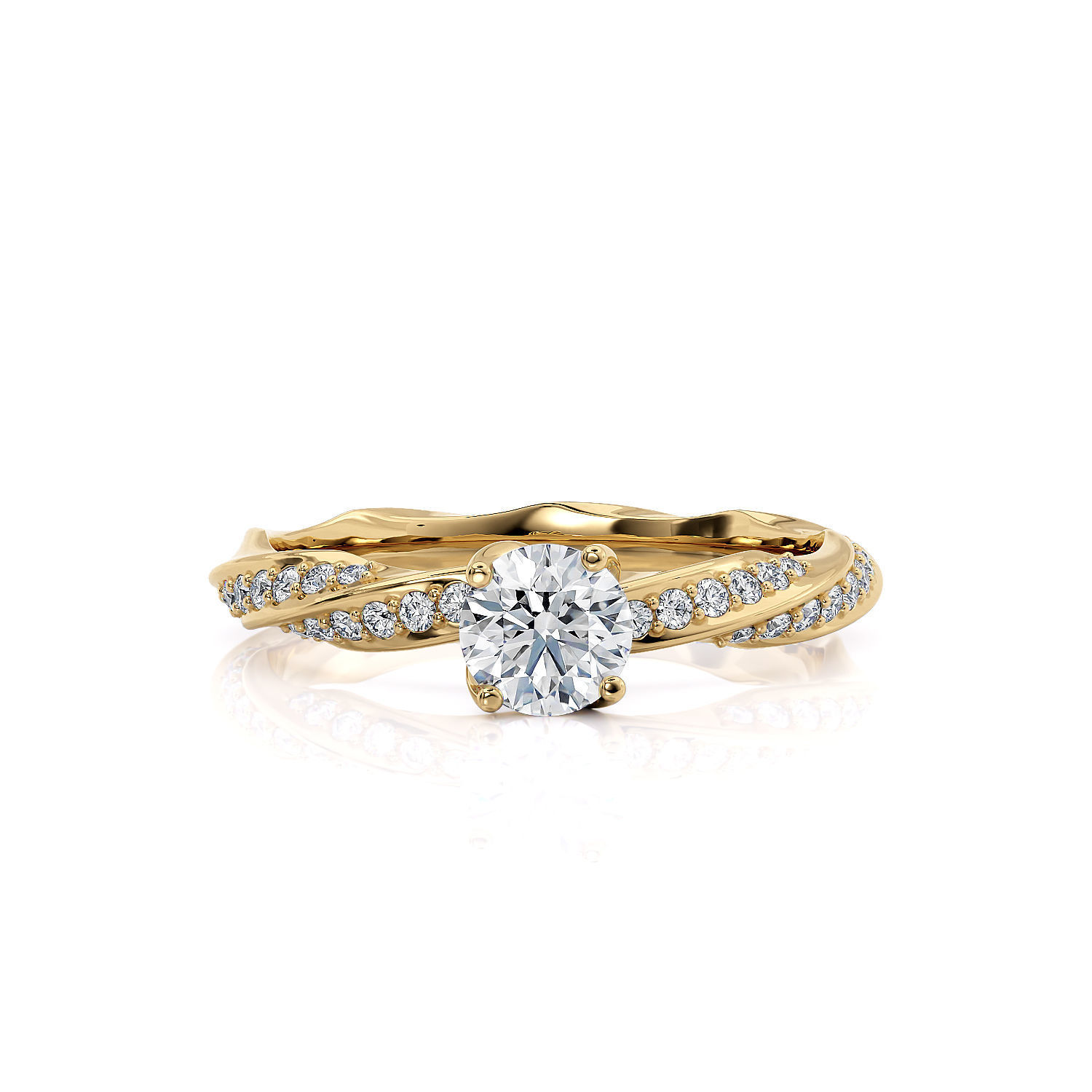 Engagement ring spiralle 05 centr with site stone 3D print model_9