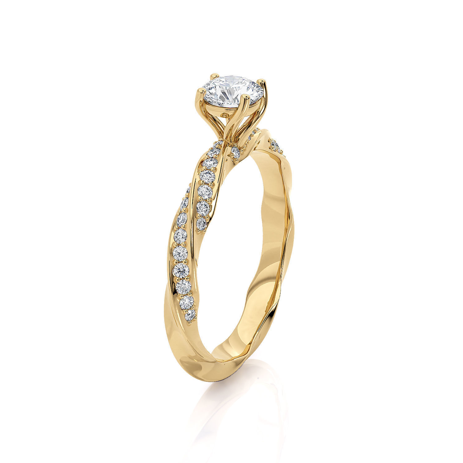 Engagement ring spiralle 05 centr with site stone 3D print model_12