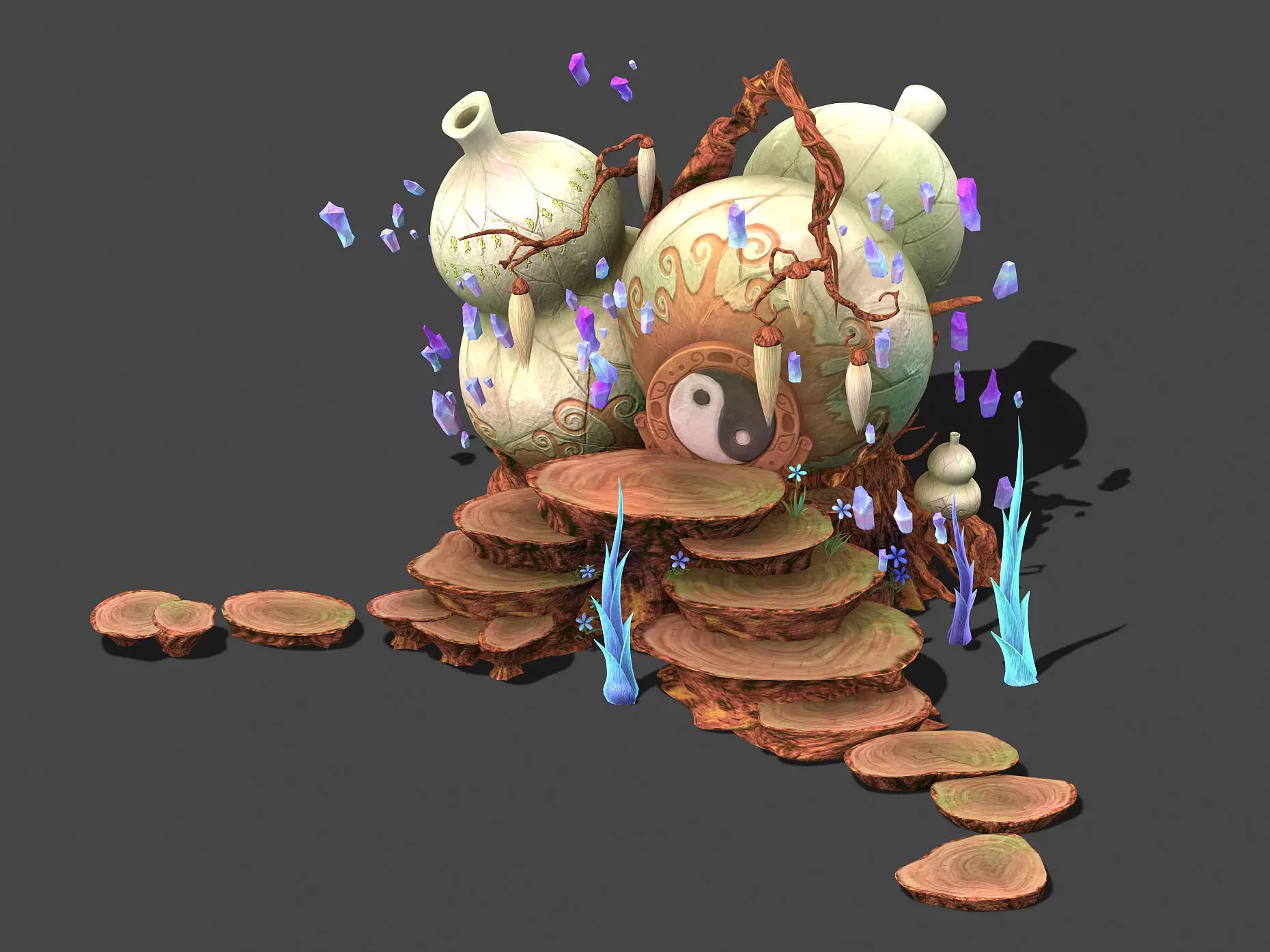 Cartoon sky city - treasure gourd mountain 3D model_0