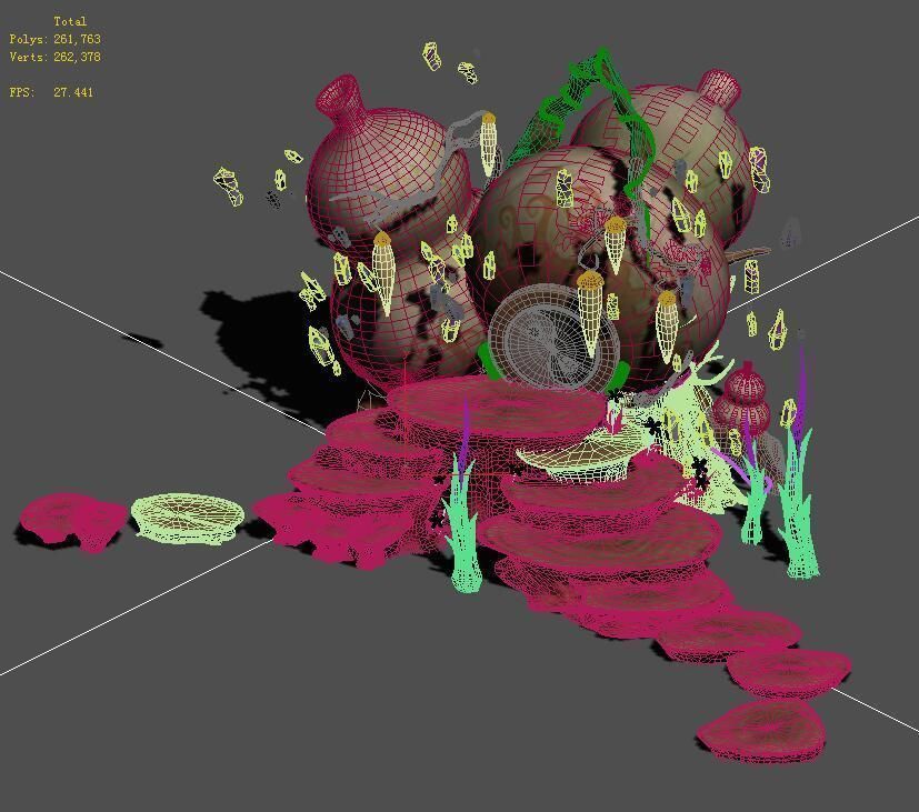 Cartoon sky city - treasure gourd mountain 3D model_2