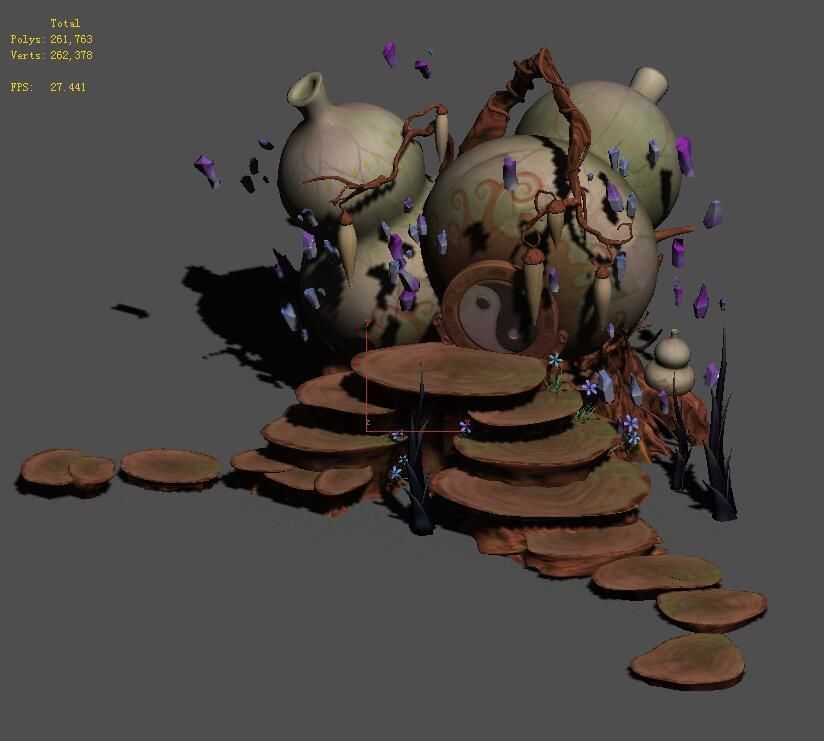 Cartoon sky city - treasure gourd mountain 3D model_1