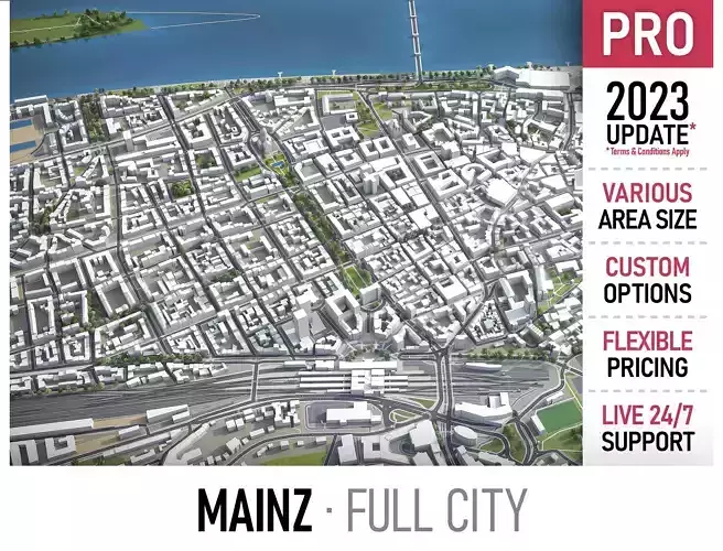 Mainz - 3D City Model Low-poly 3D model
