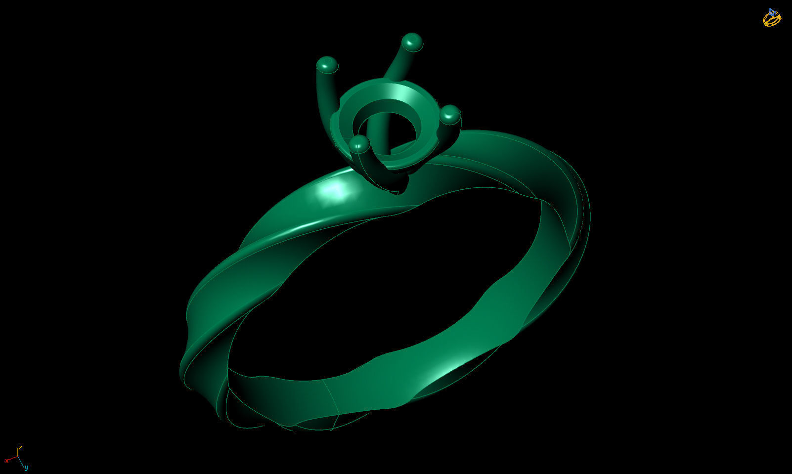 Engagement ring spiralle 05 centr 3D print model_3
