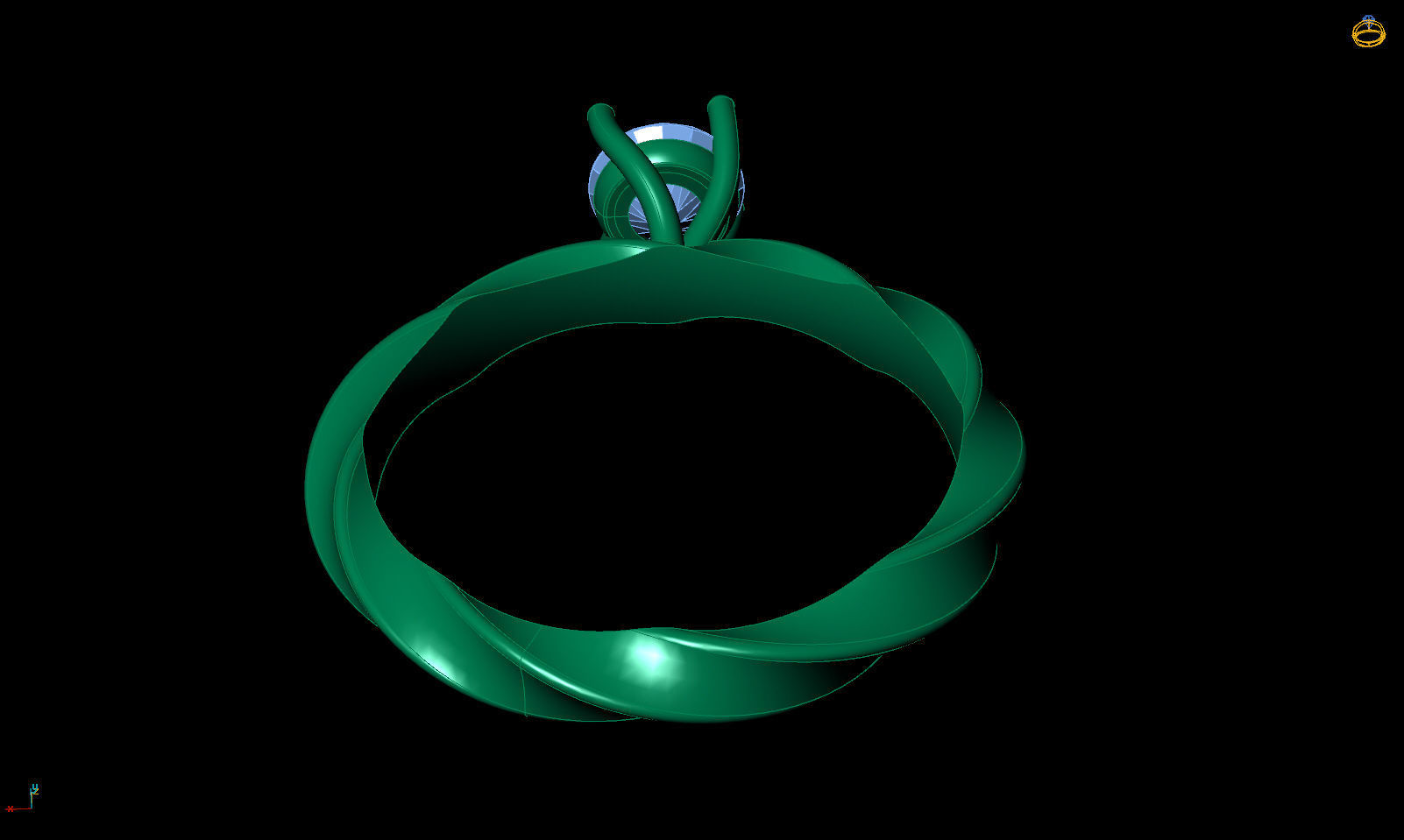 Engagement ring spiralle 05 centr 3D print model_4