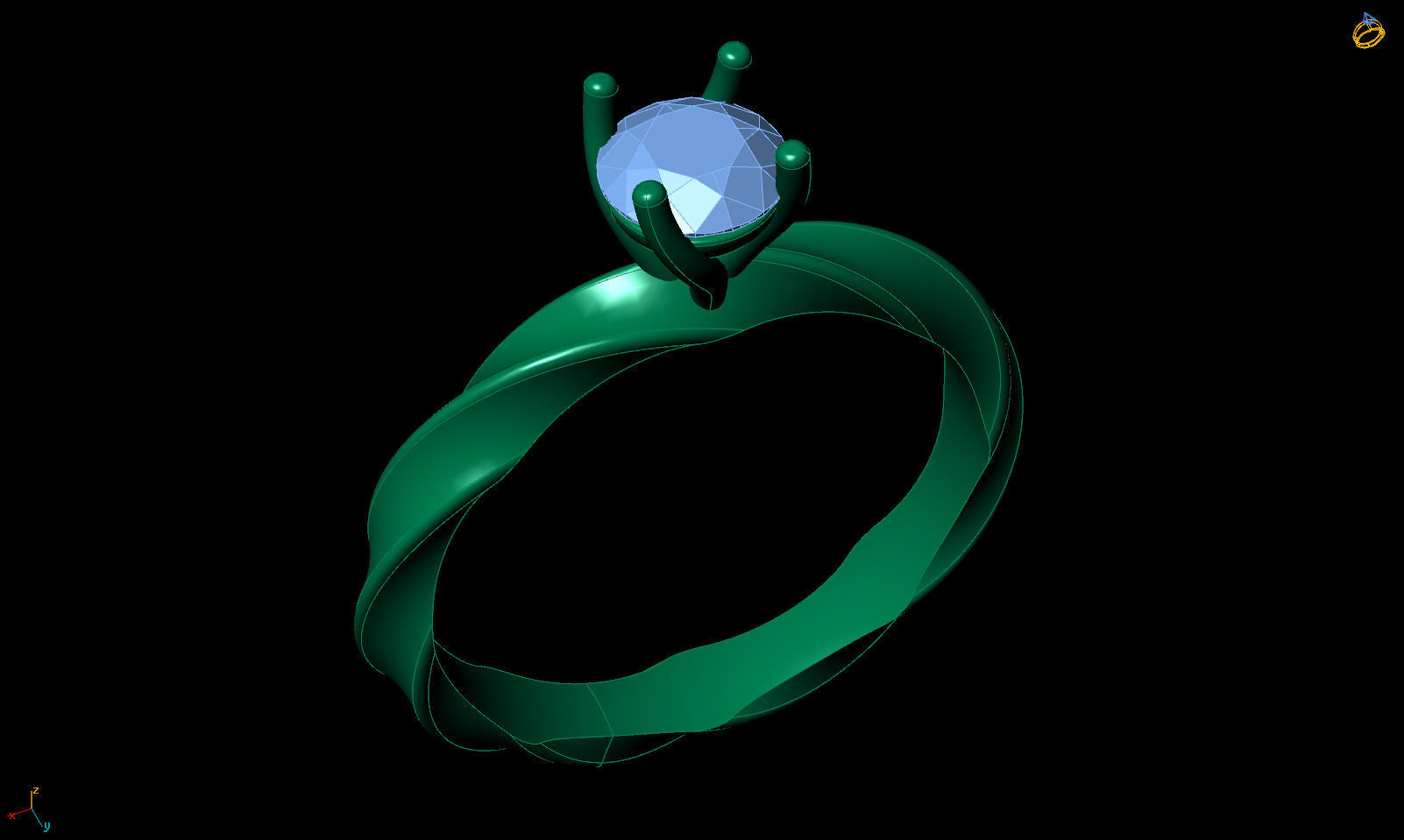 Engagement ring spiralle 05 centr 3D print model_2