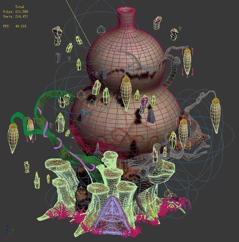 Cartoon sky city - treasure gourd mountain 01 3D model_2