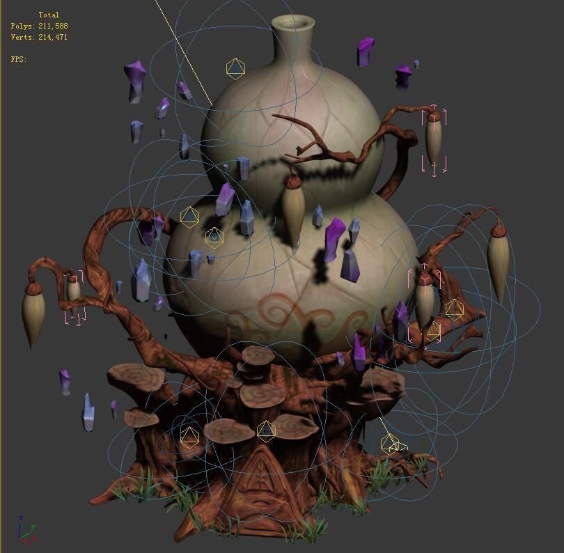 Cartoon sky city - treasure gourd mountain 01 3D model_1