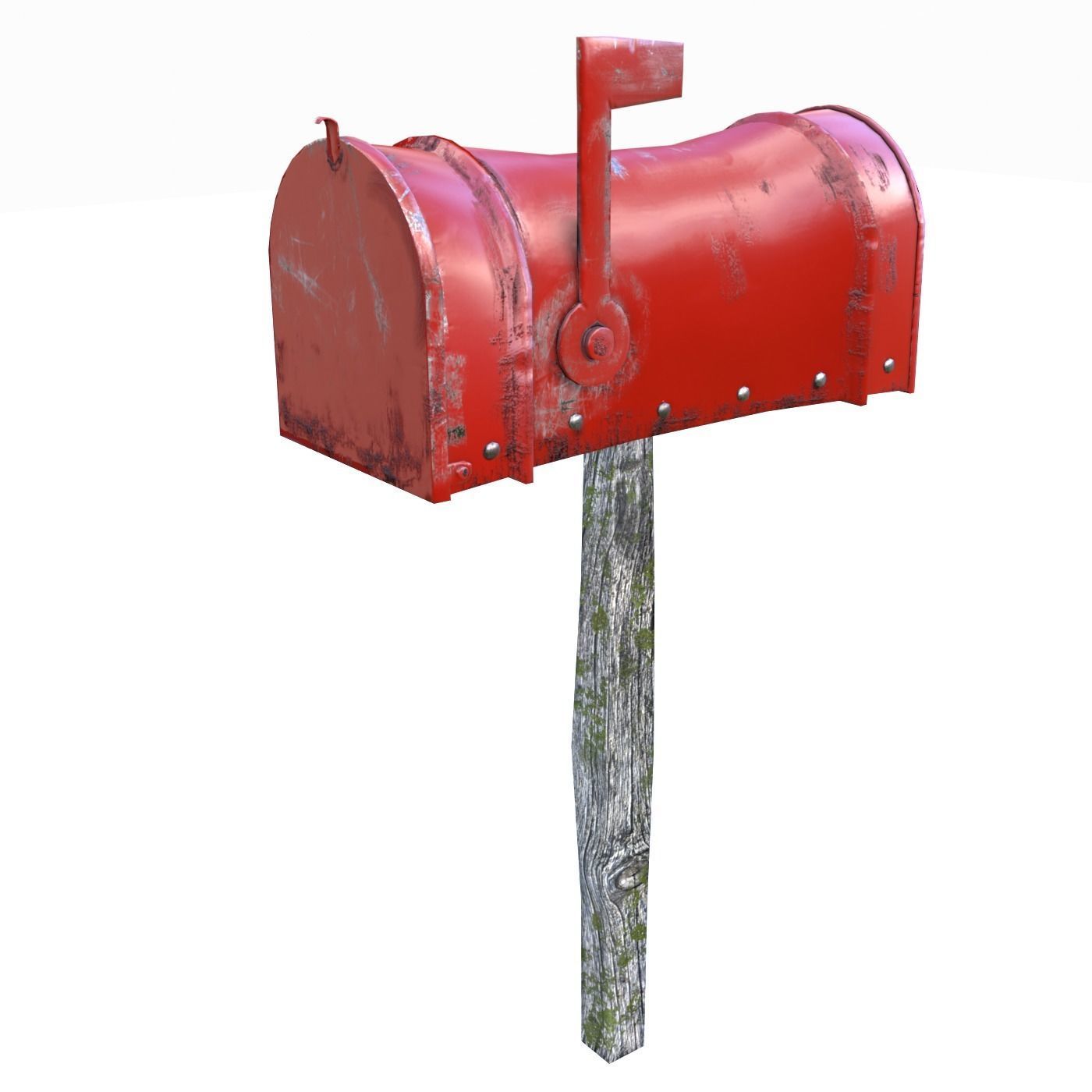Old red Mailbox Lowpoly Low-poly 3D model_1