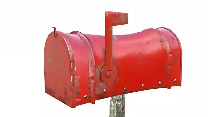 Old red Mailbox Lowpoly Low-poly 3D model