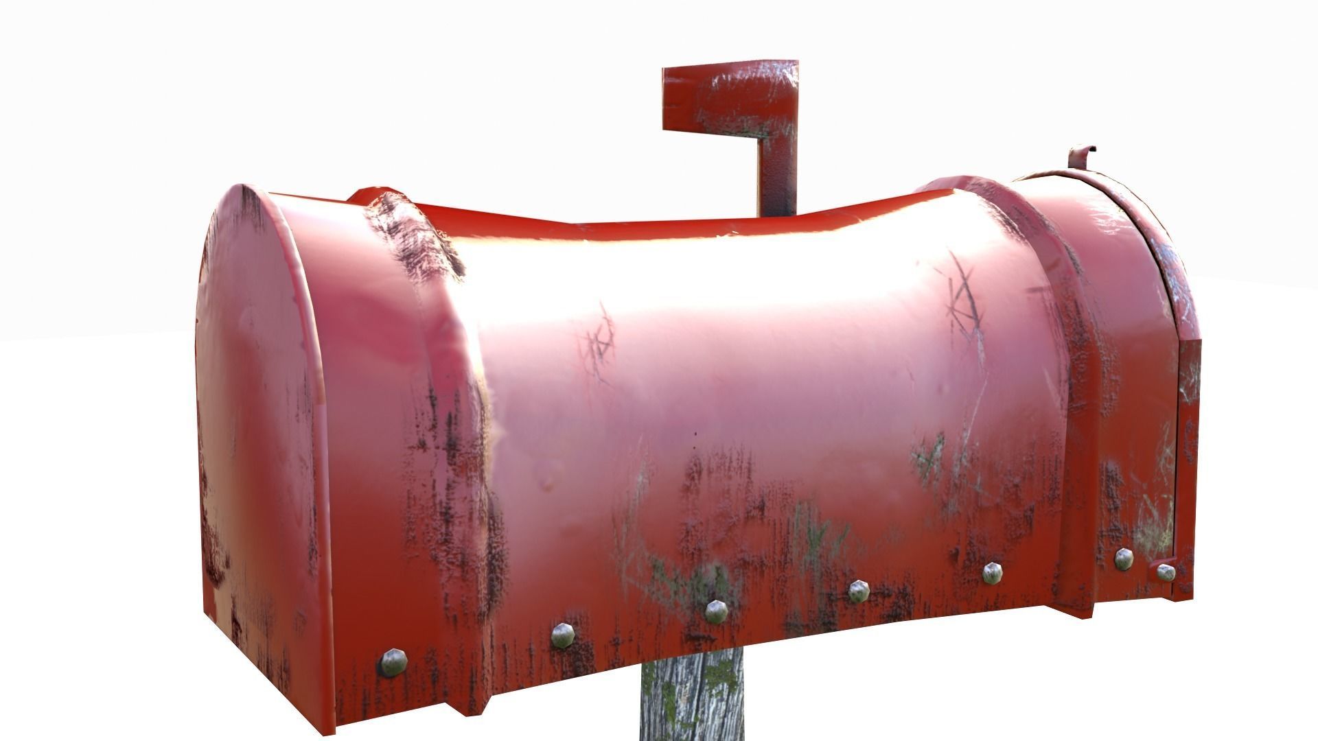 Old red Mailbox Lowpoly Low-poly 3D model_6