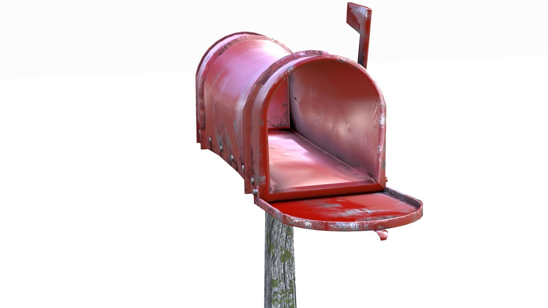 Old red Mailbox Lowpoly Low-poly 3D model_8