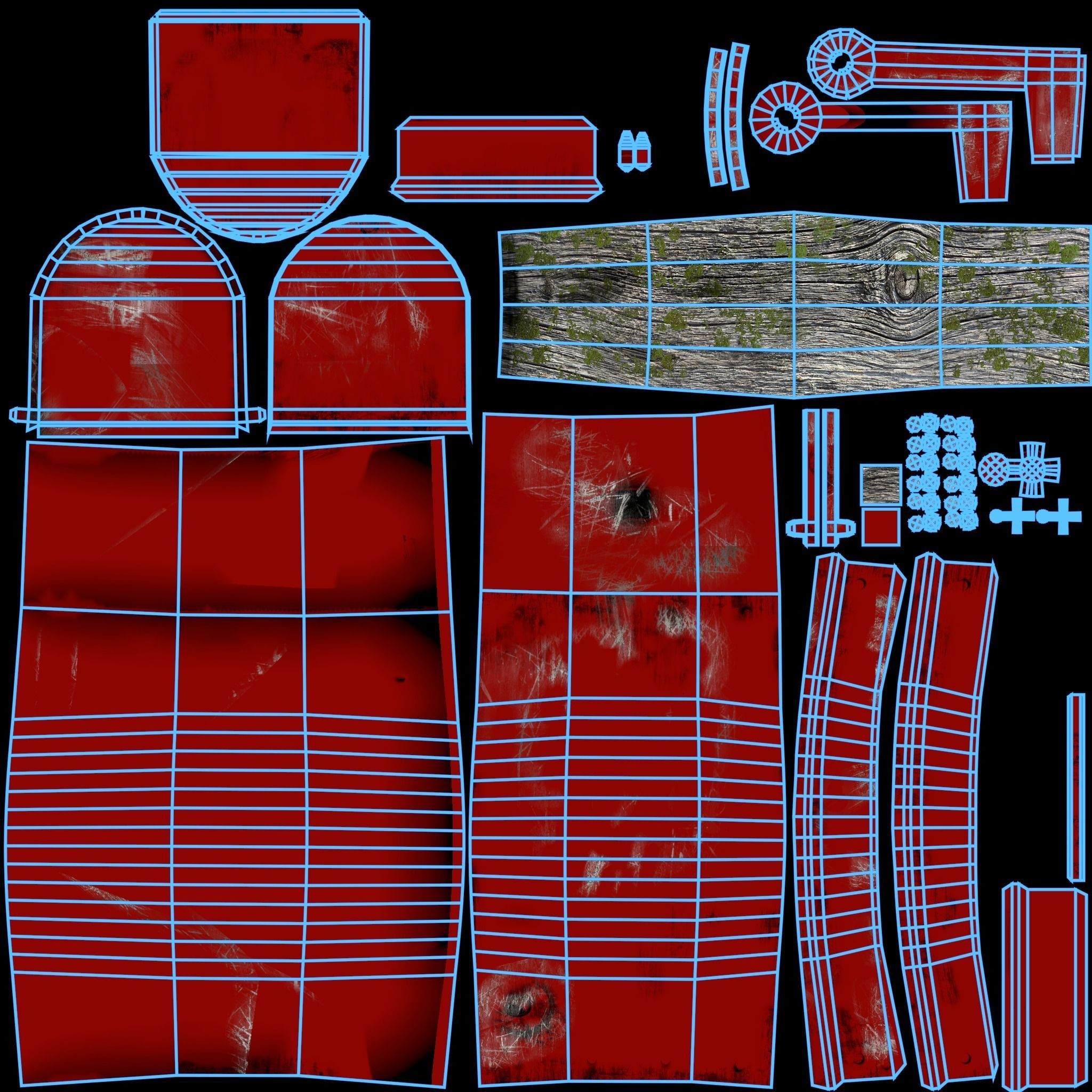 Old red Mailbox Lowpoly Low-poly 3D model_16