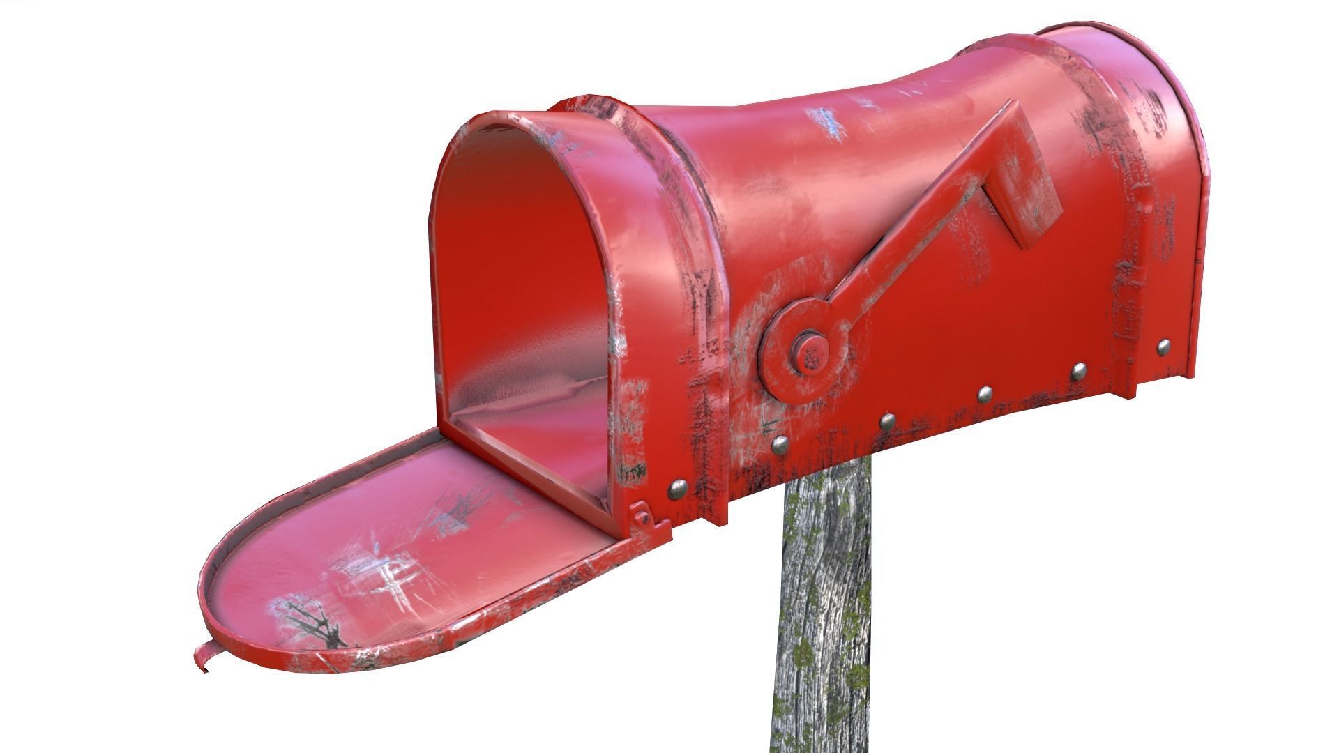 Old red Mailbox Lowpoly Low-poly 3D model_7