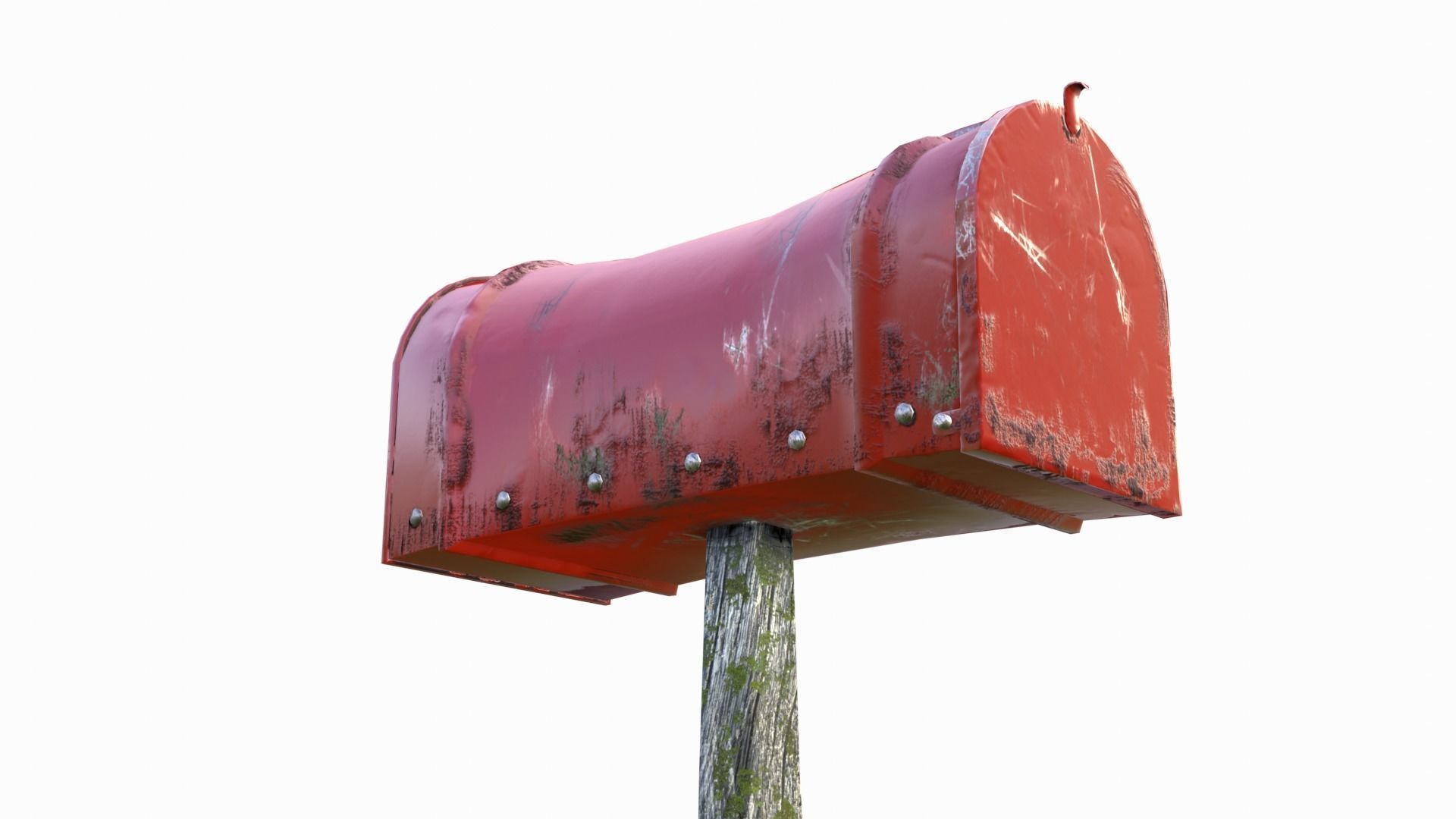Old red Mailbox Lowpoly Low-poly 3D model_3