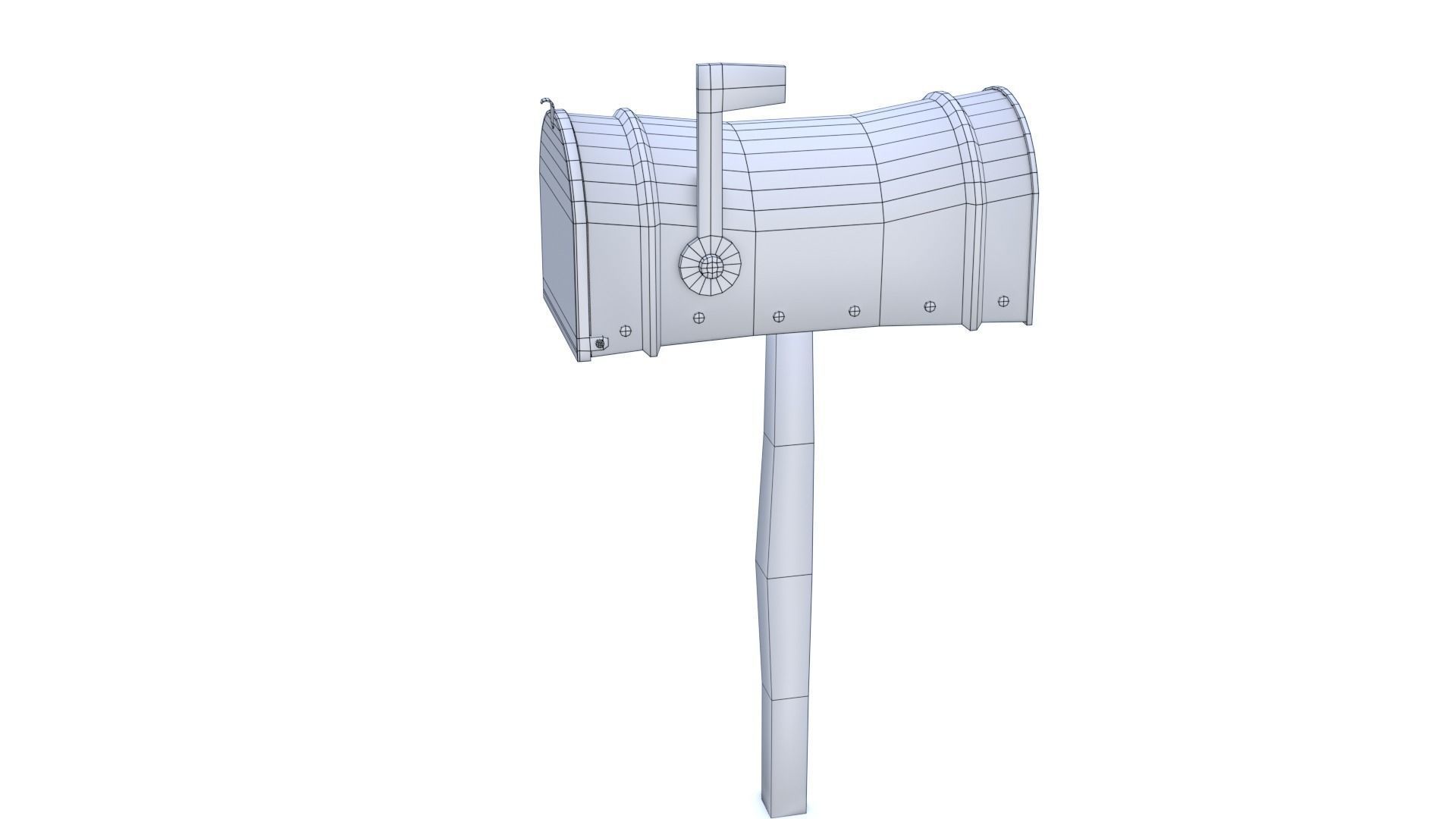 Old red Mailbox Lowpoly Low-poly 3D model_15