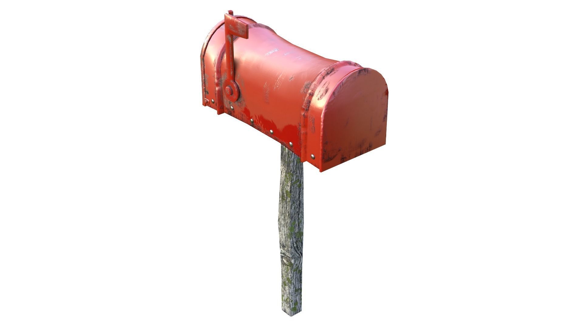 Old red Mailbox Lowpoly Low-poly 3D model_2