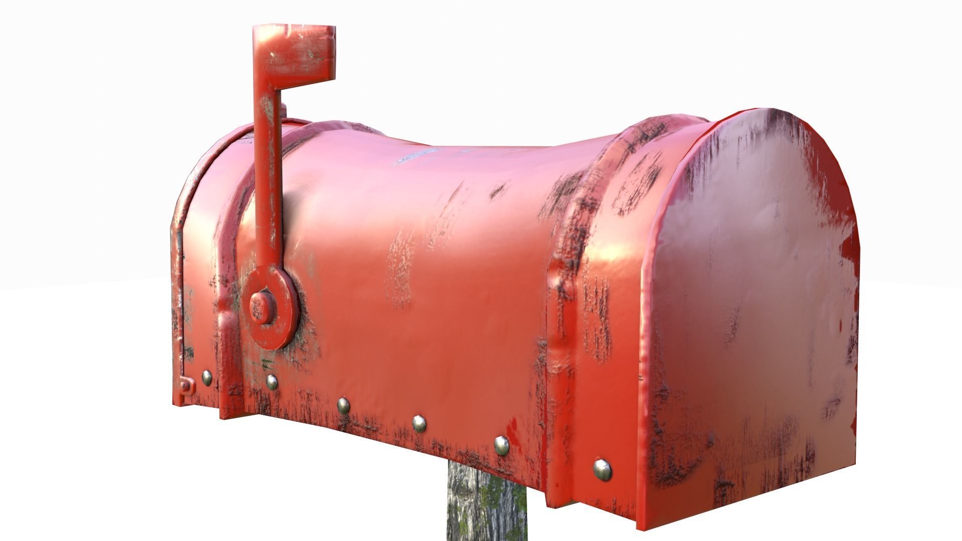 Old red Mailbox Lowpoly Low-poly 3D model_5