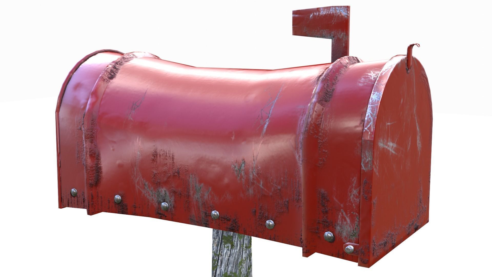 Old red Mailbox Lowpoly Low-poly 3D model_4
