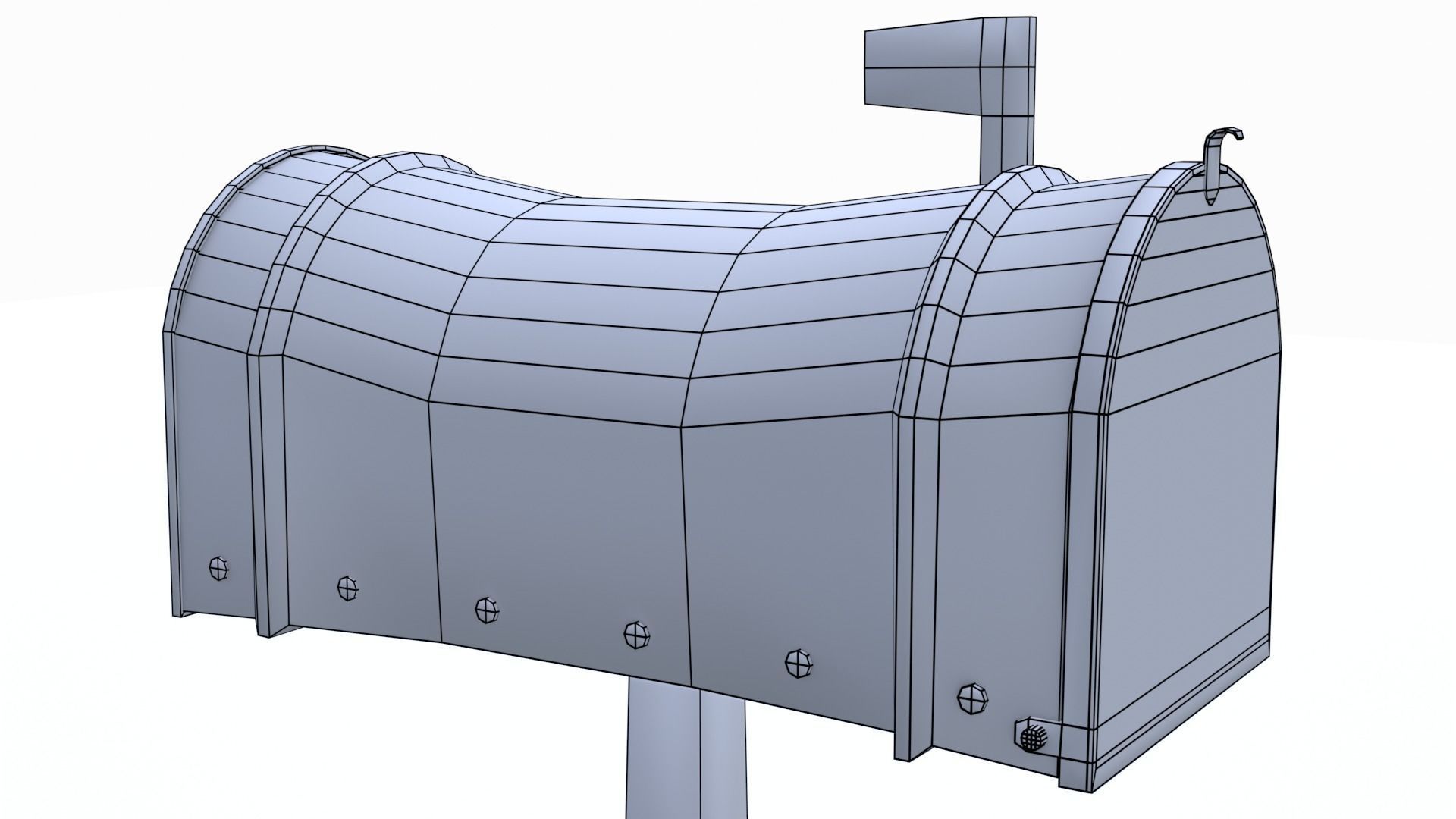 Old red Mailbox Lowpoly Low-poly 3D model_12