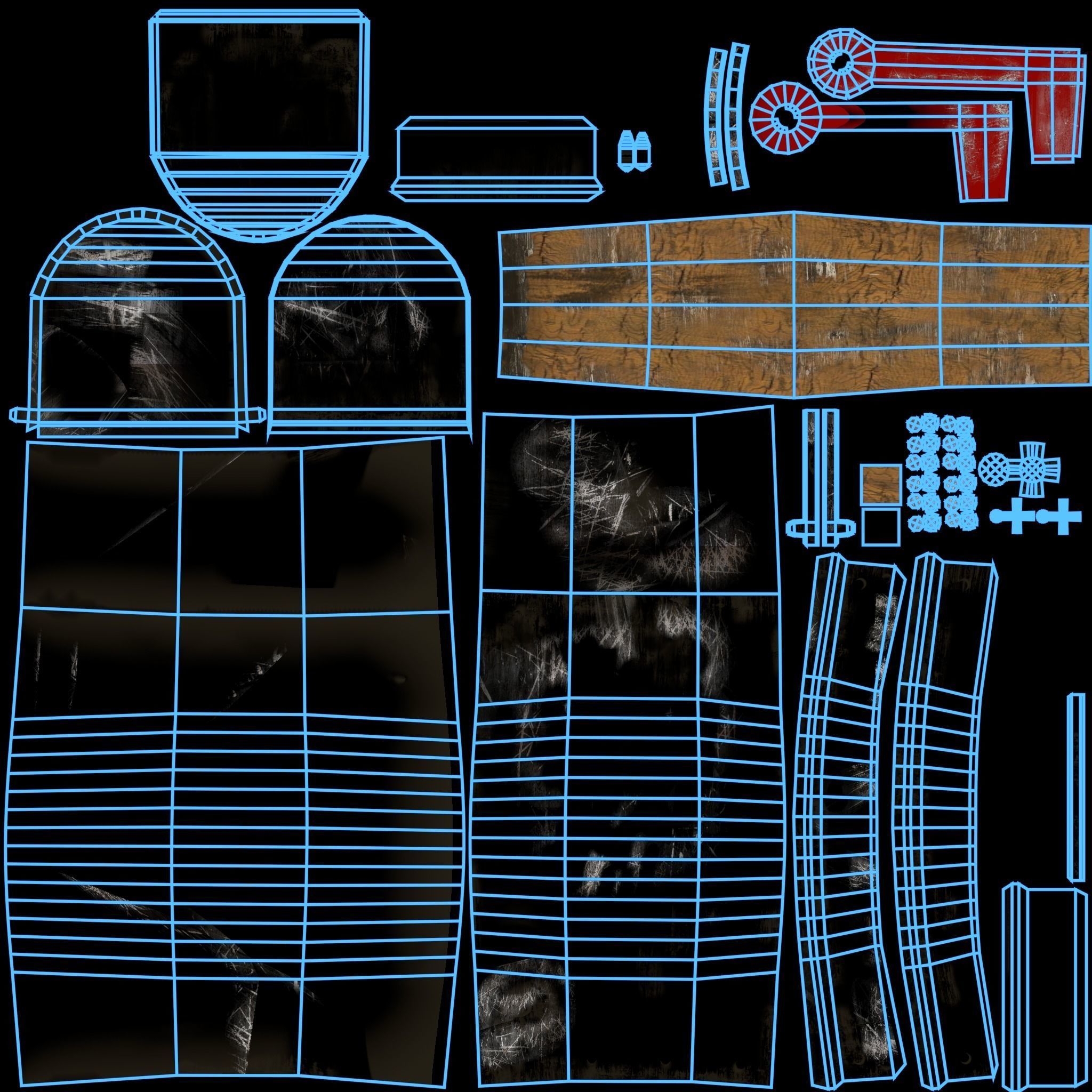 Old black Mailbox Lowpoly Low-poly 3D model_16