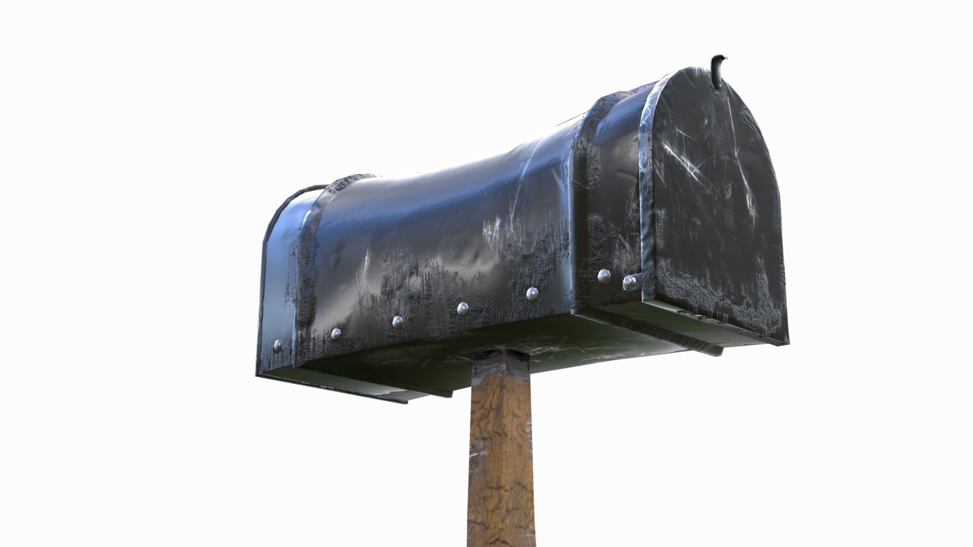 Old black Mailbox Lowpoly Low-poly 3D model_3