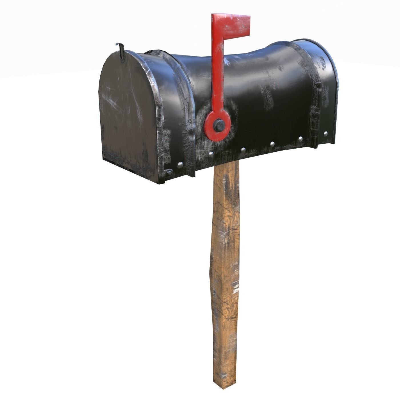 Old black Mailbox Lowpoly Low-poly 3D model_1